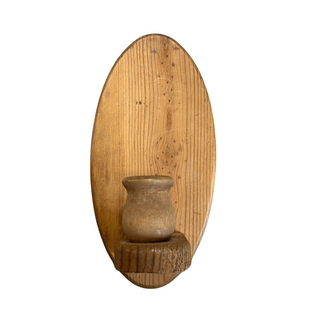 Wooden Candle Holding scone- some wear! Paint or hang as is! rustic cabin